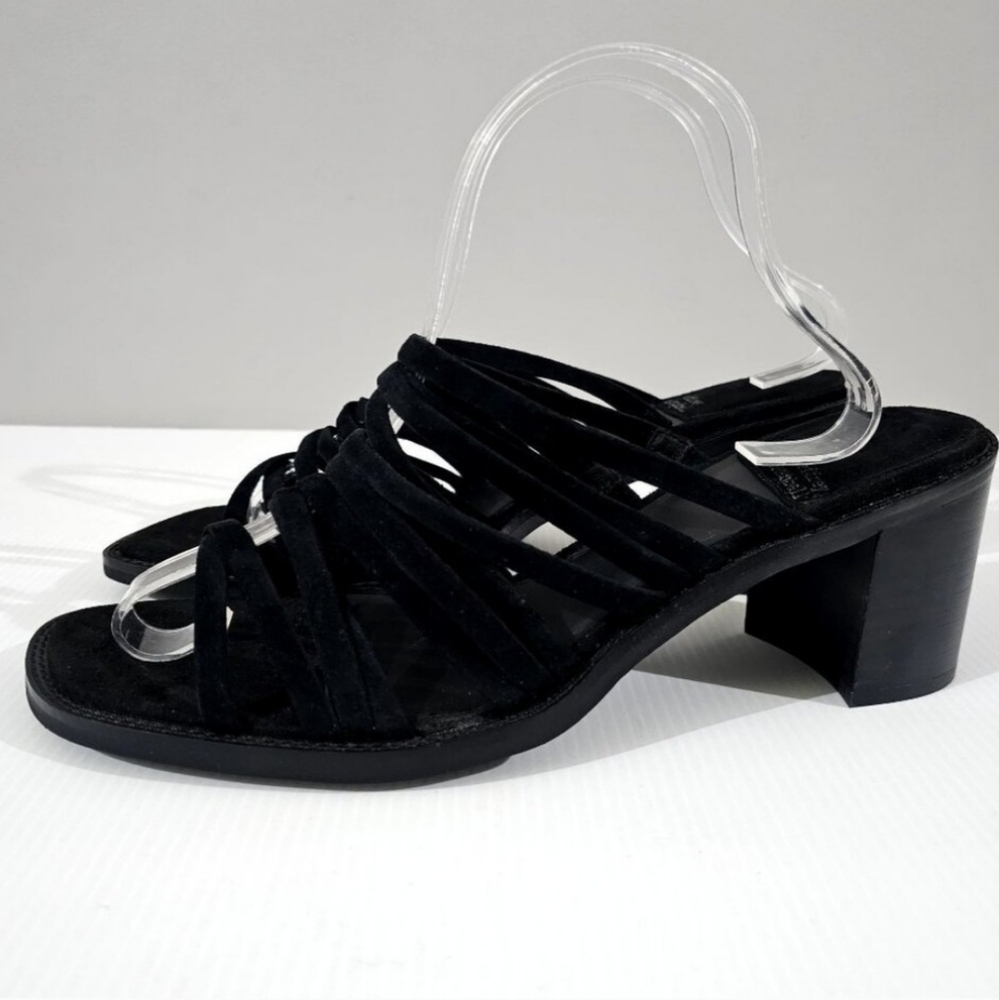 Jeffrey Campbell Intertwine Slide Sandal Womens 11 Black Suede Block Heel - Picture 12 of 12